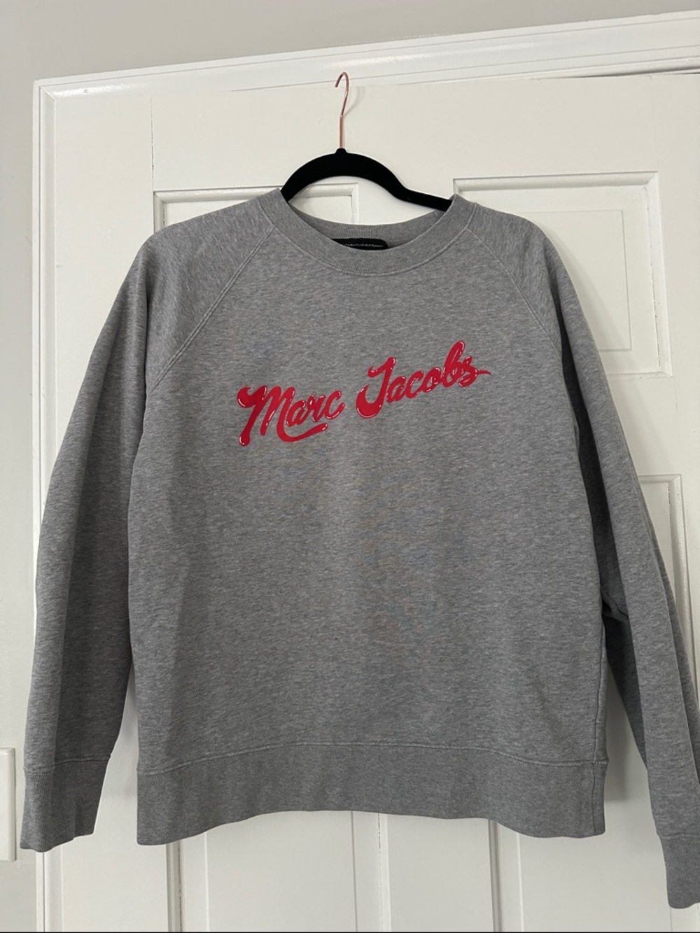 Marc Jacobs Gray Crewneck with Red Script Logo
